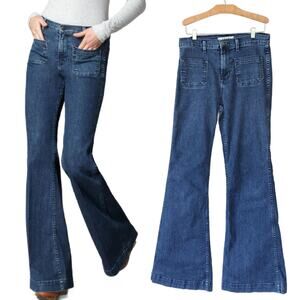 J BRAND Bette High Rise Flare Jeans Sz 29 Mystery Dark Medium Wash Patch Pocket